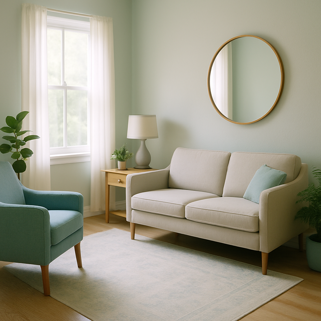 Therapy session in a calm, warm environment